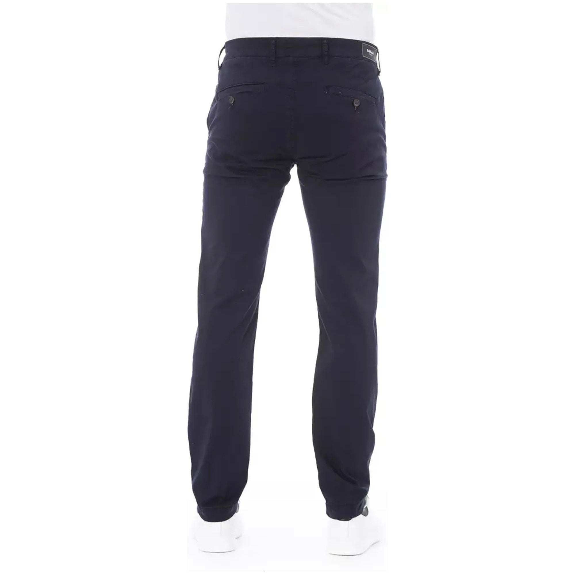 Solid Color Chino Trousers with Zipper and Button Closure W34 US Men