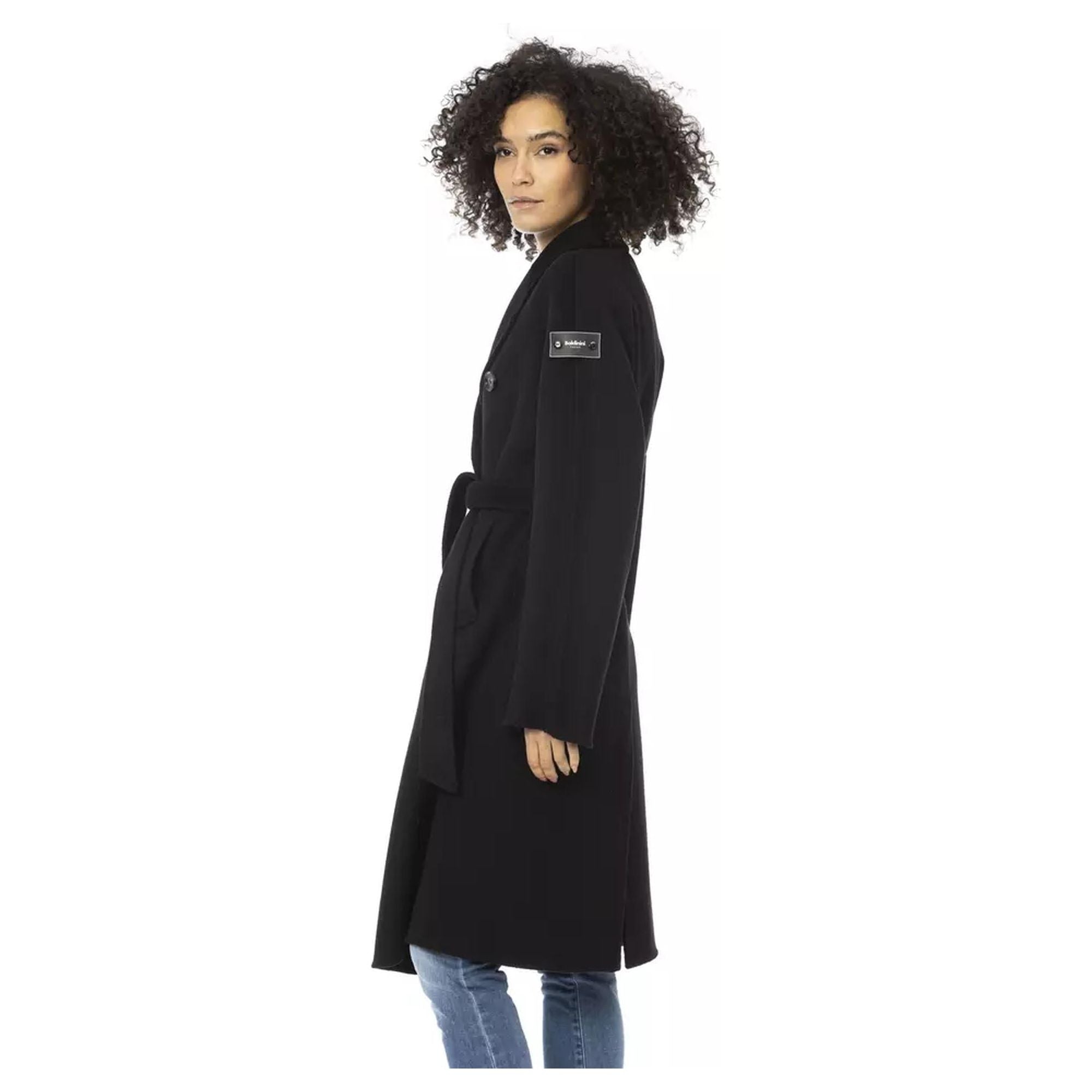 Woolen Trench Coat with Welt Pockets and Waist Belt S Women