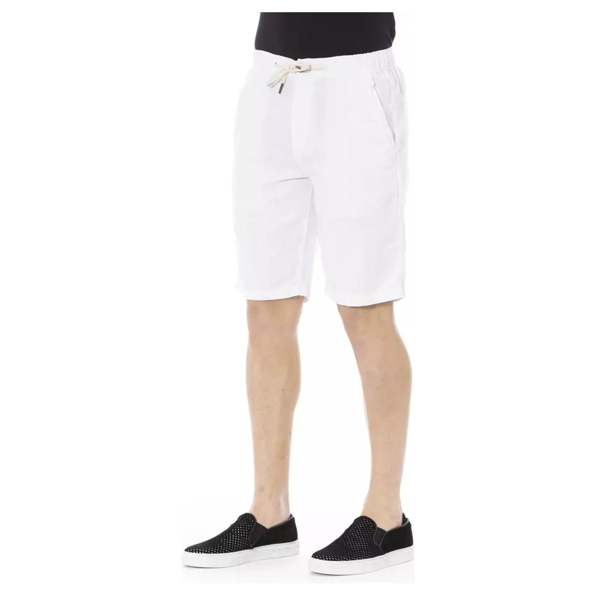 Solid Color Drawstring Bermuda Shorts with Pockets W44 US Men