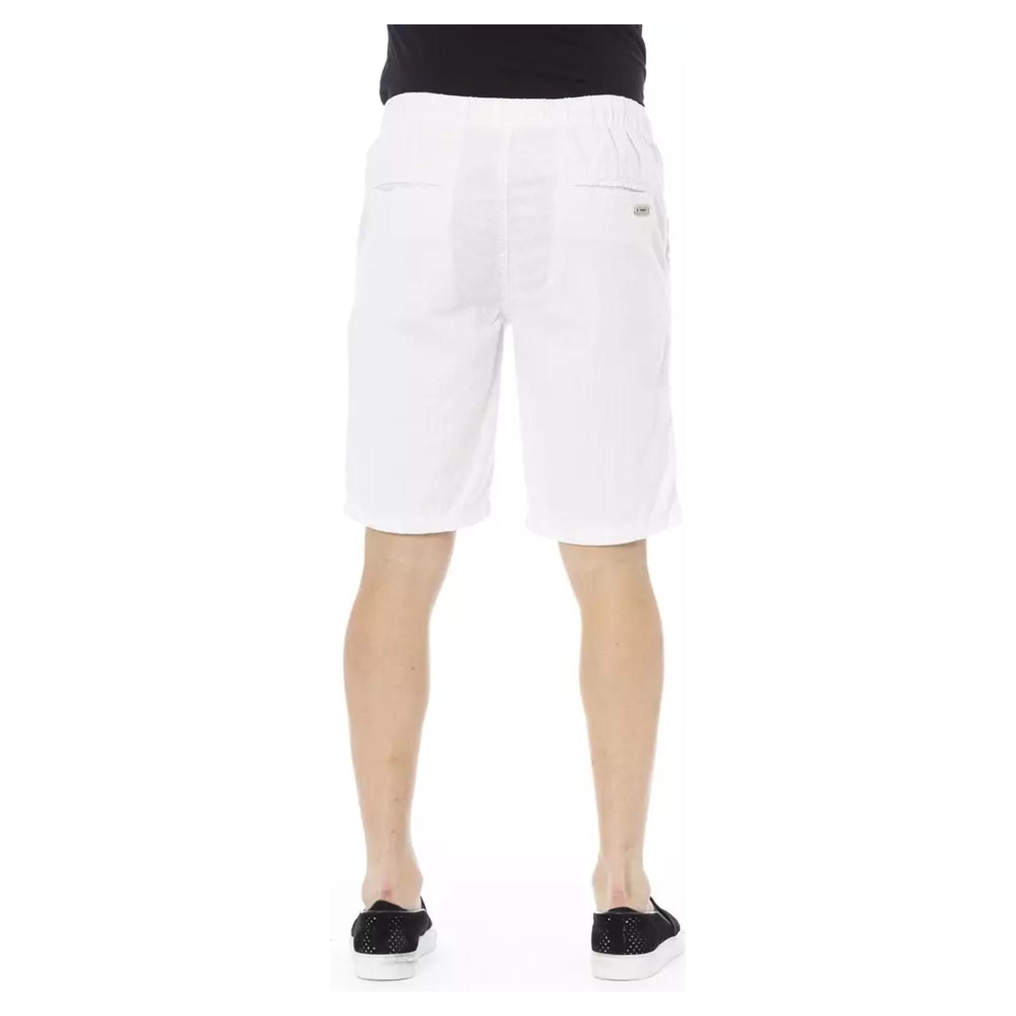 Solid Color Drawstring Bermuda Shorts with Pockets W44 US Men