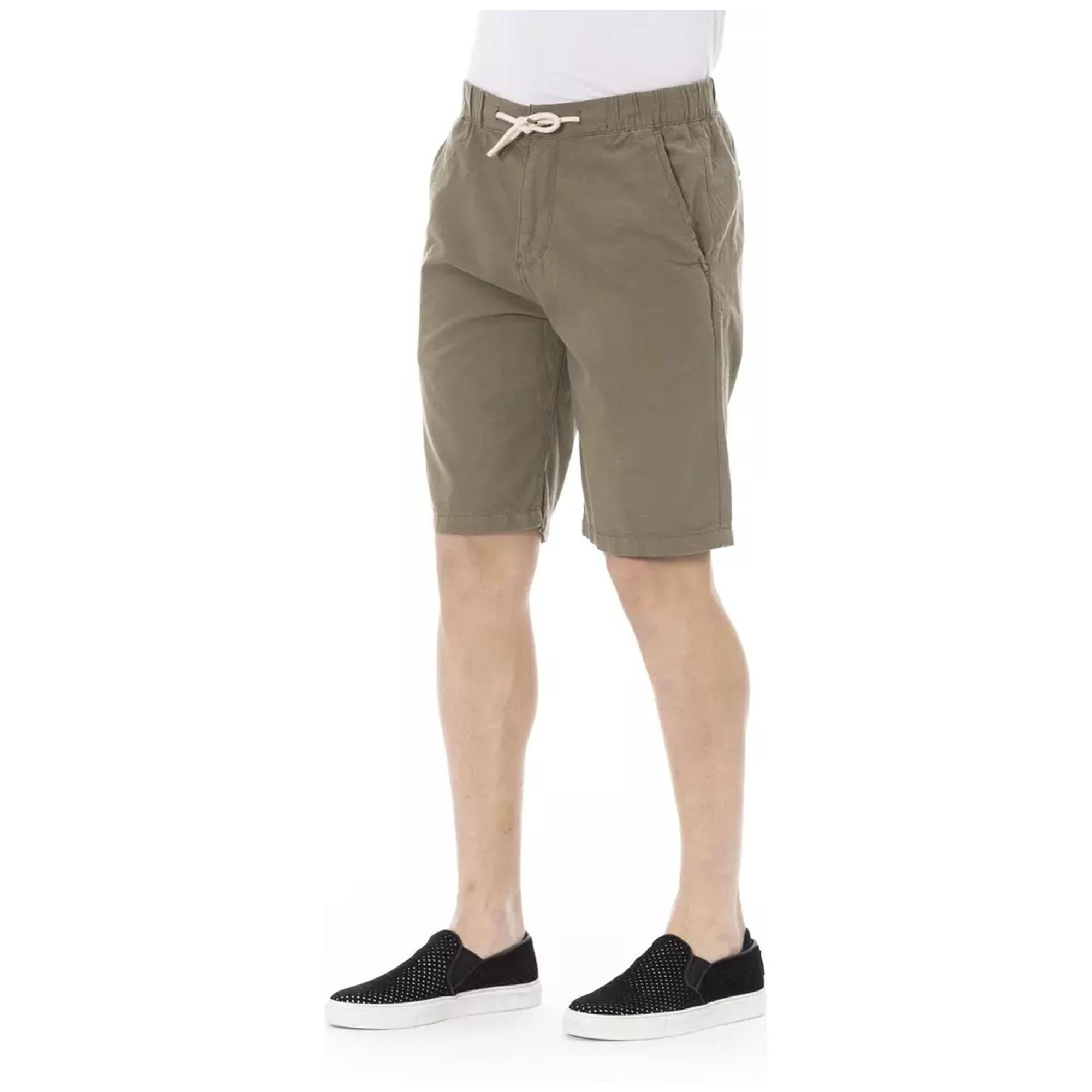 Solid Color Bermuda Shorts with Drawstring Closure W48 US Men