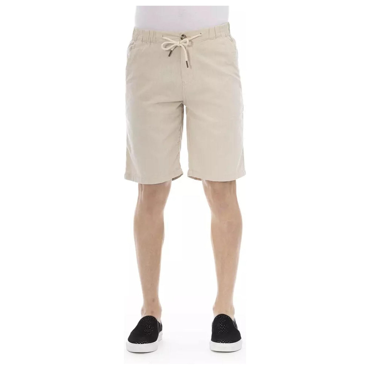 Solid Color Drawstring Bermuda Shorts W48 US Men