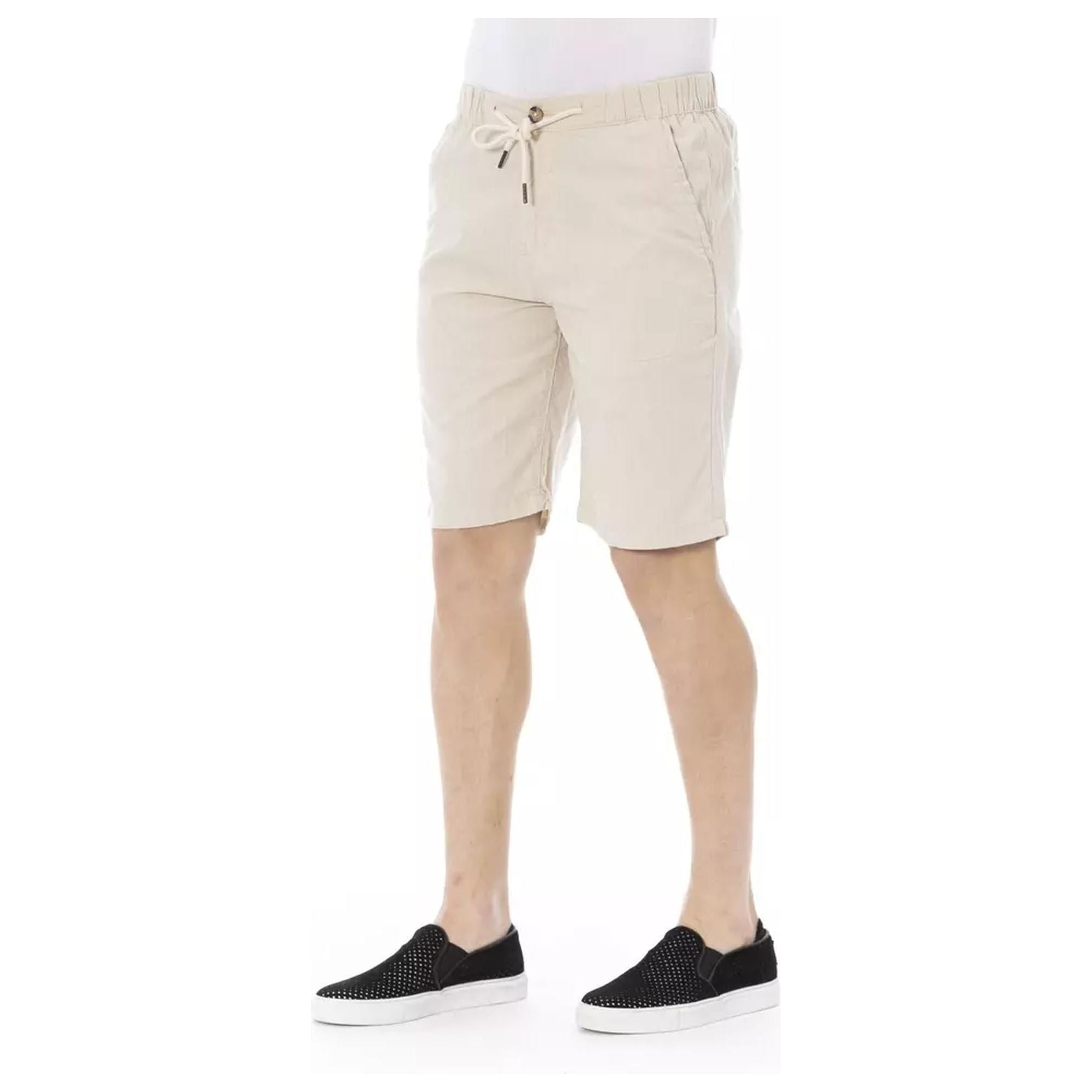 Solid Color Drawstring Bermuda Shorts W48 US Men