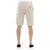 Solid Color Bermuda Shorts with Front Zipper and Button Closure.