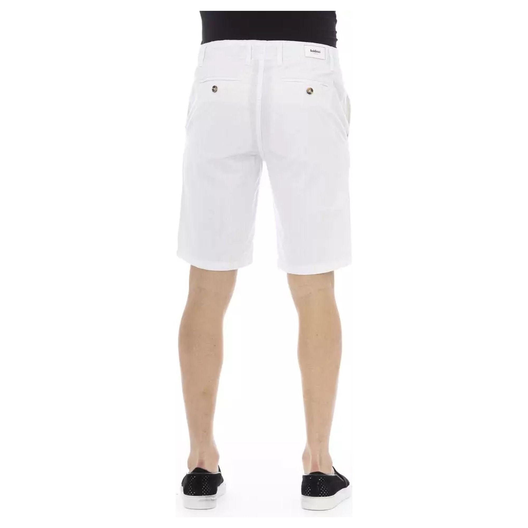 Solid Color Bermuda Shorts with Zipper and Button Closure W44 US Men