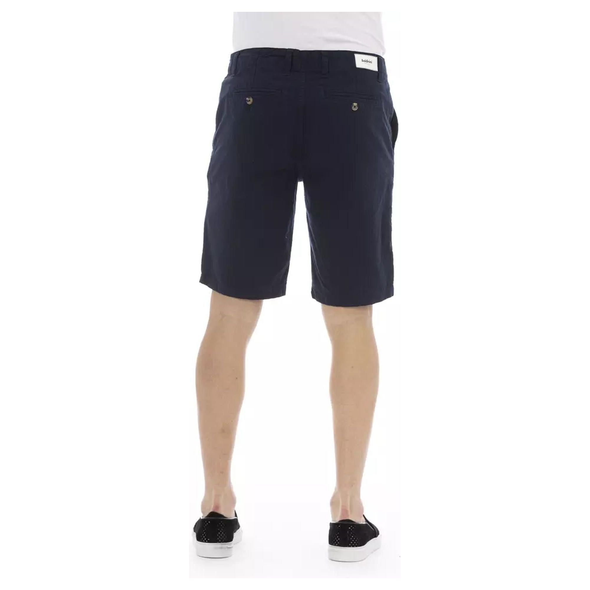 Solid Color Bermuda Shorts with Zipper and Button Closure W44 US Men