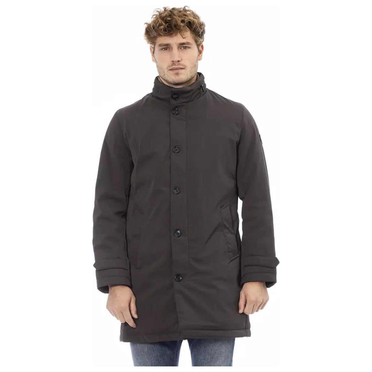 Stylish Long Jacket with Welt Pockets and Zip/Button Closure 3XL Men