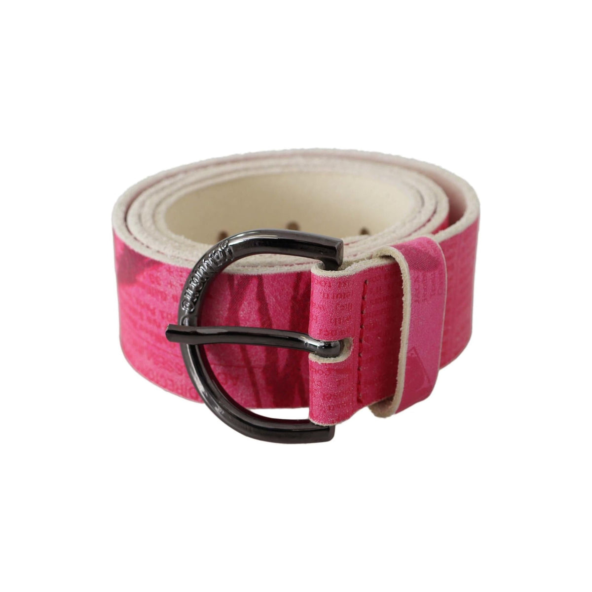 100% Authentic GALLIANO Pink Leather Fashion Belt with Black-tone Hardware 105 cm Women