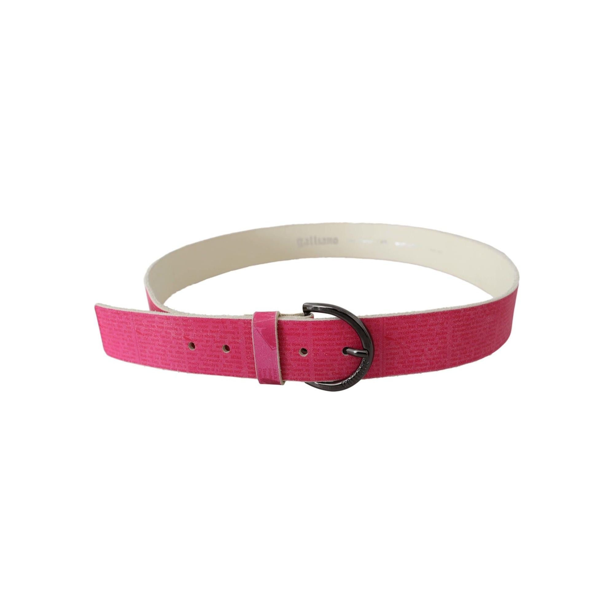 100% Authentic GALLIANO Pink Leather Fashion Belt with Black-tone Hardware 105 cm Women