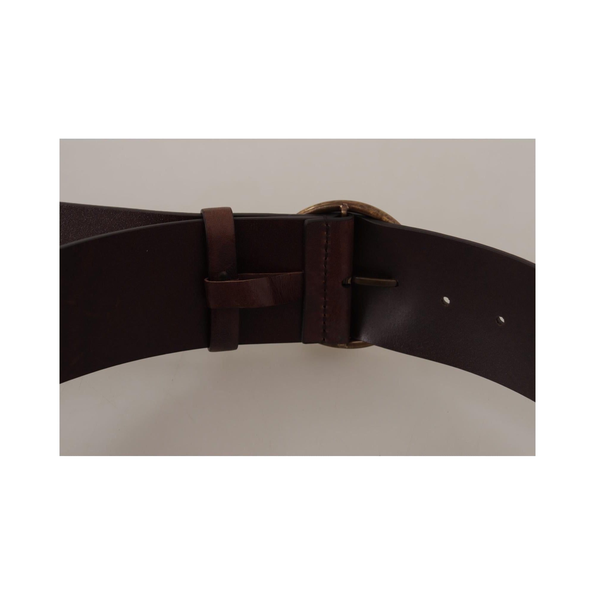 Authentic Dolce & Gabbana Leather Belt with Engraved Logo Buckle