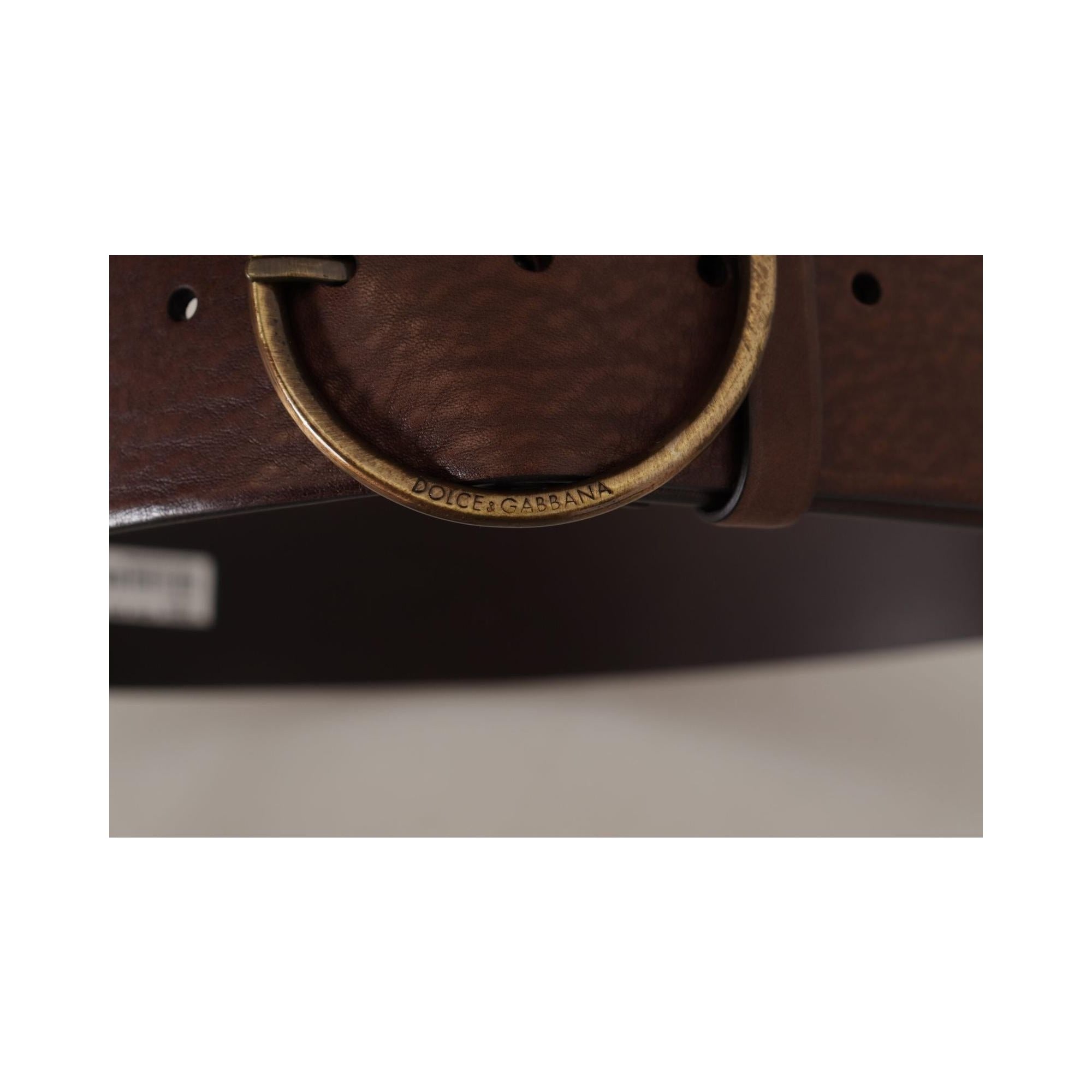 Authentic Dolce & Gabbana Logo Engraved Leather Belt