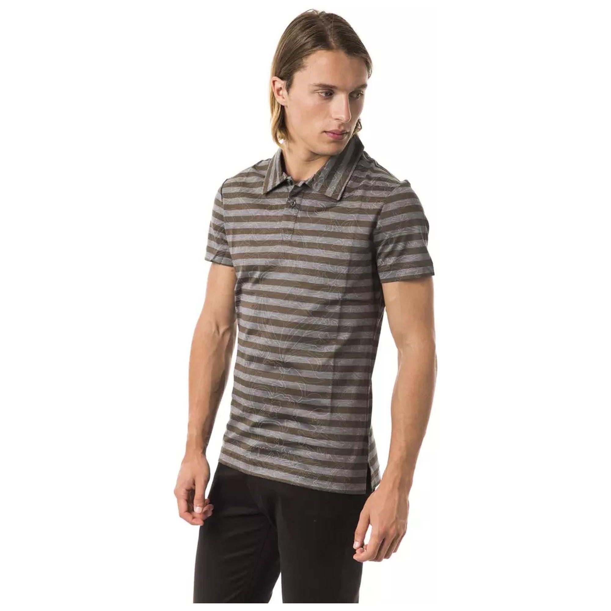 Striped Polo Shirt with Prints XL Men