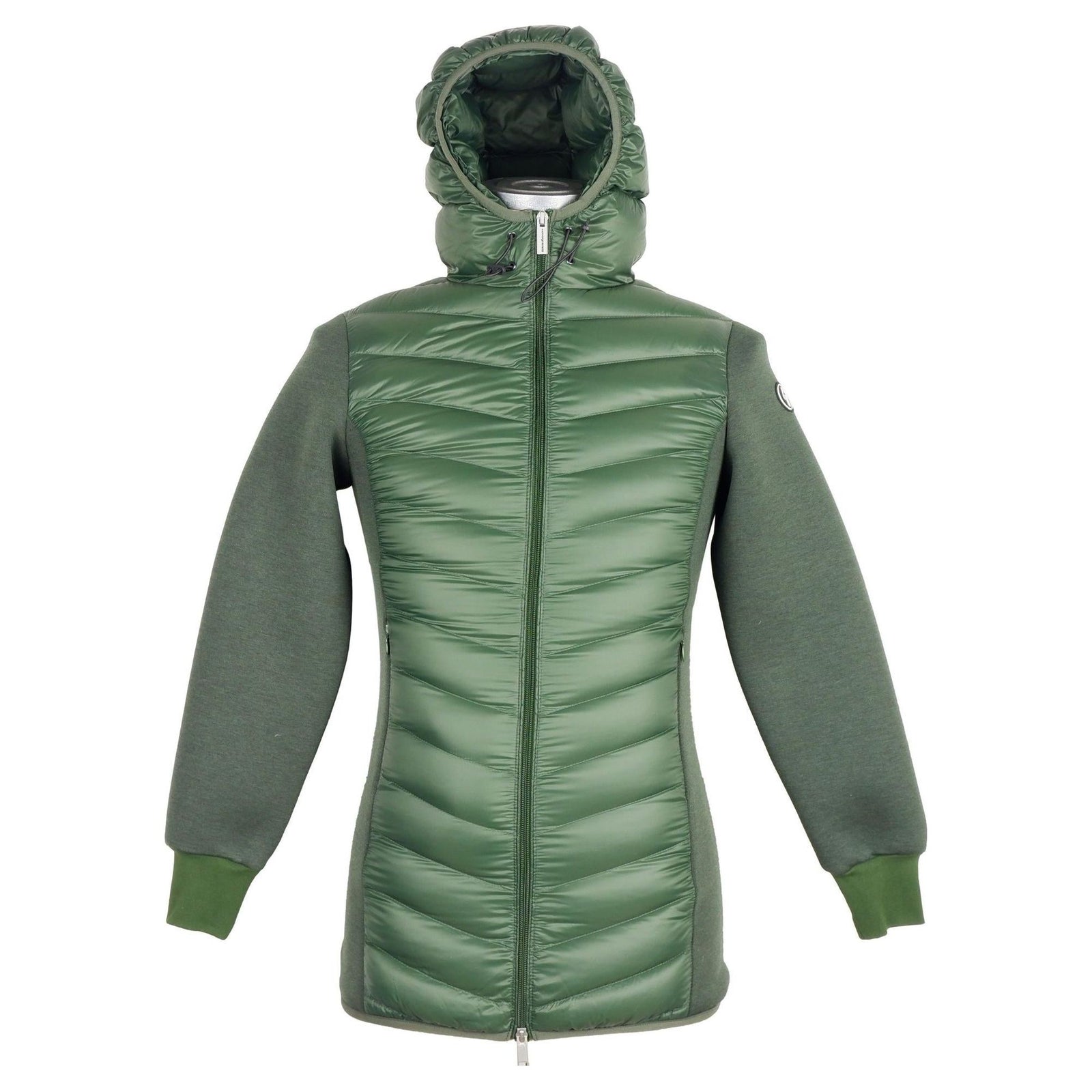 Womens Long Down Jacket with Hood Dark Green M Women