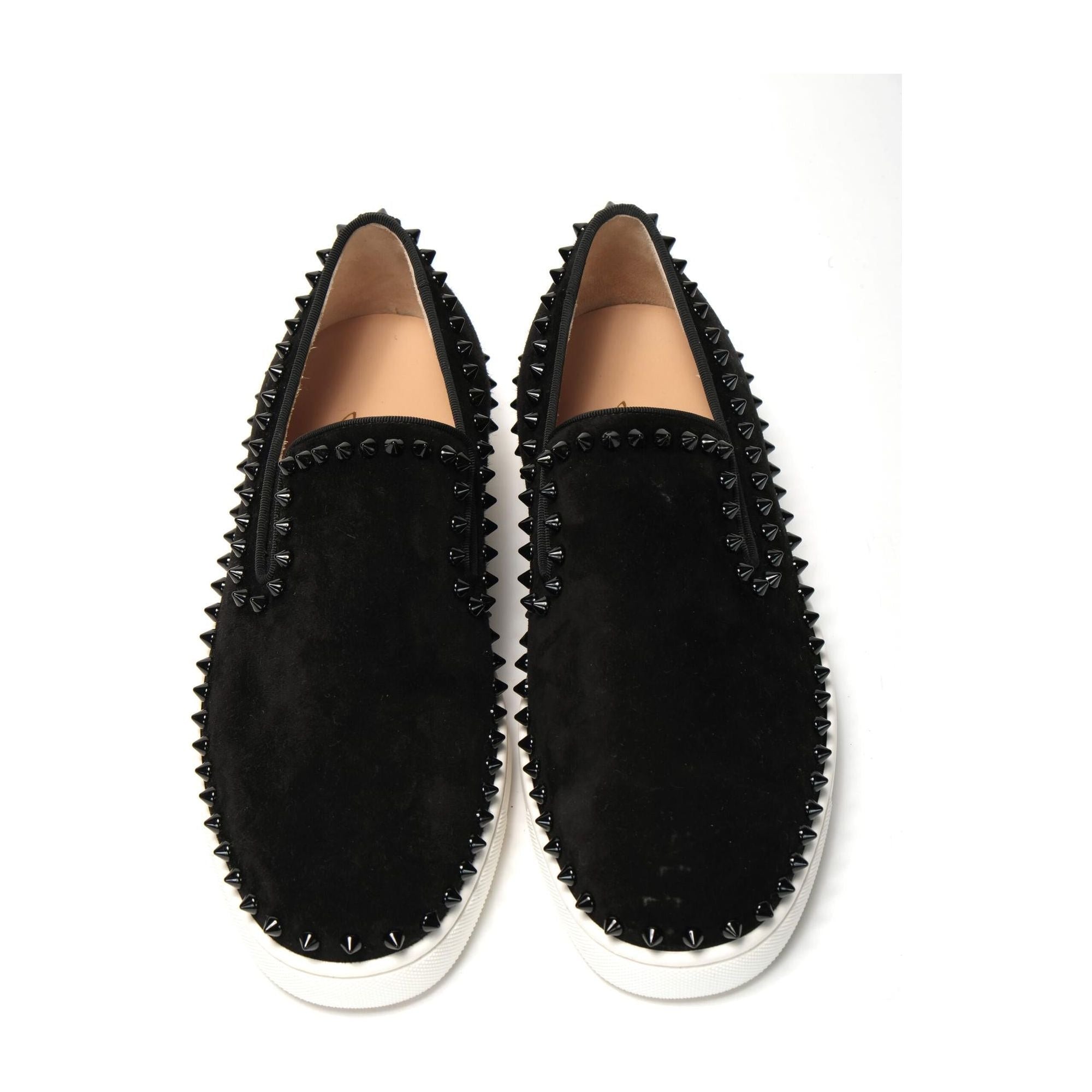 Studded Slip-On Flat Veau Velours Shoes 40 EU Men