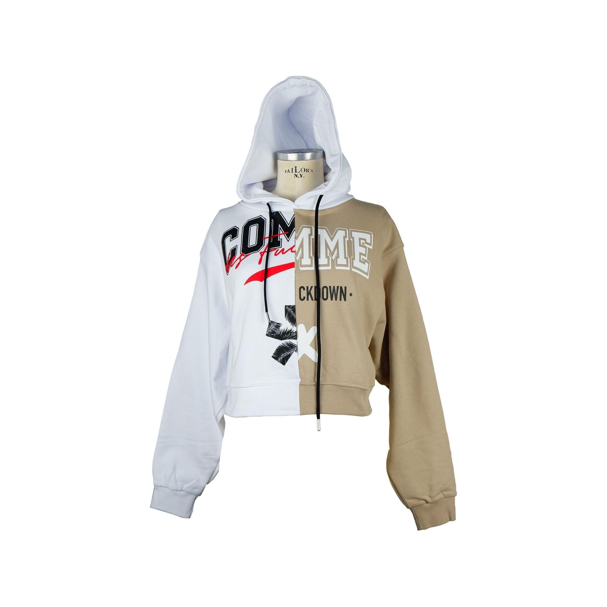 Comme des Fuckdown Two-Tone Hooded Sweatshirt with Graphic Print S Women