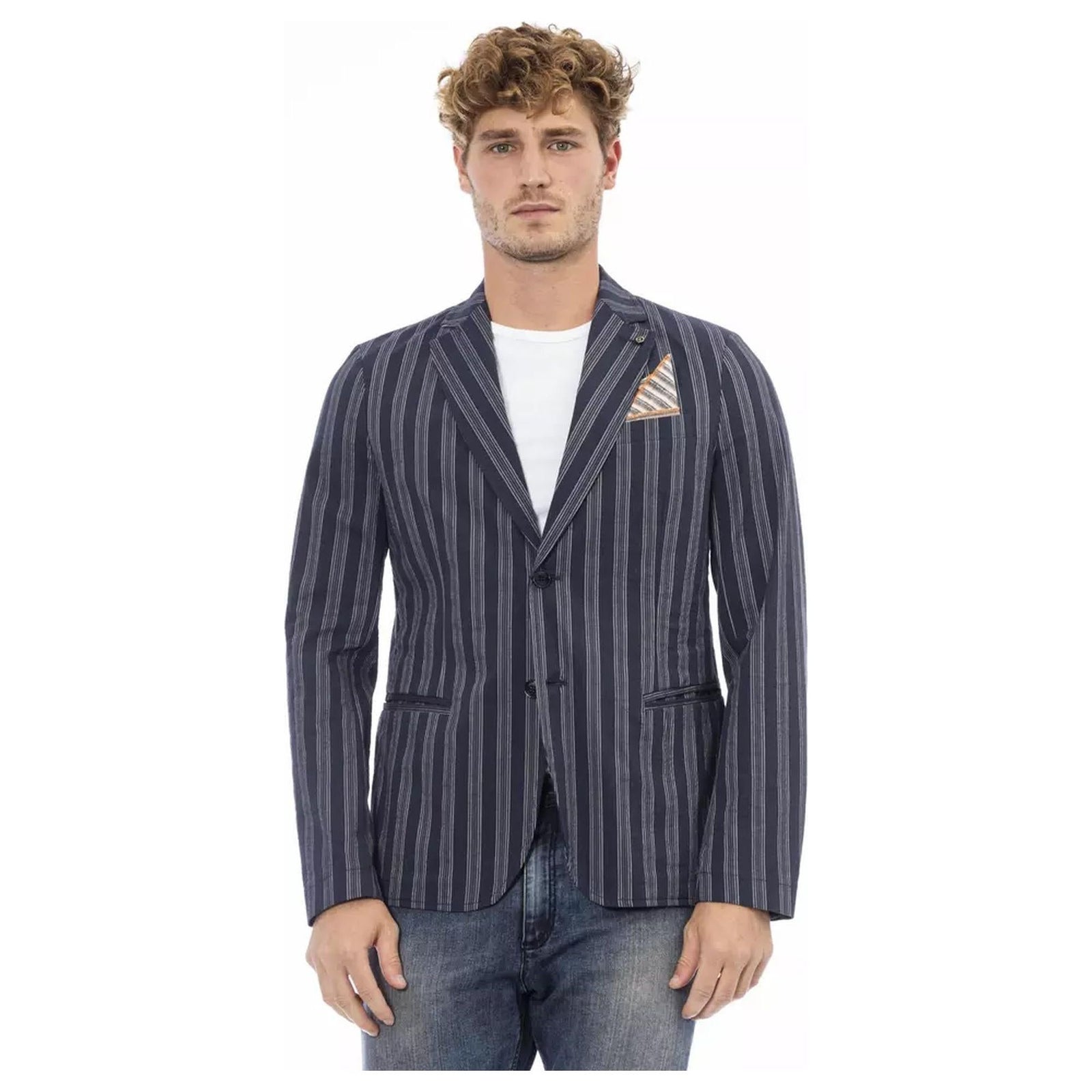 Classic Button-Front Jacket with Front Pockets 48 IT Men