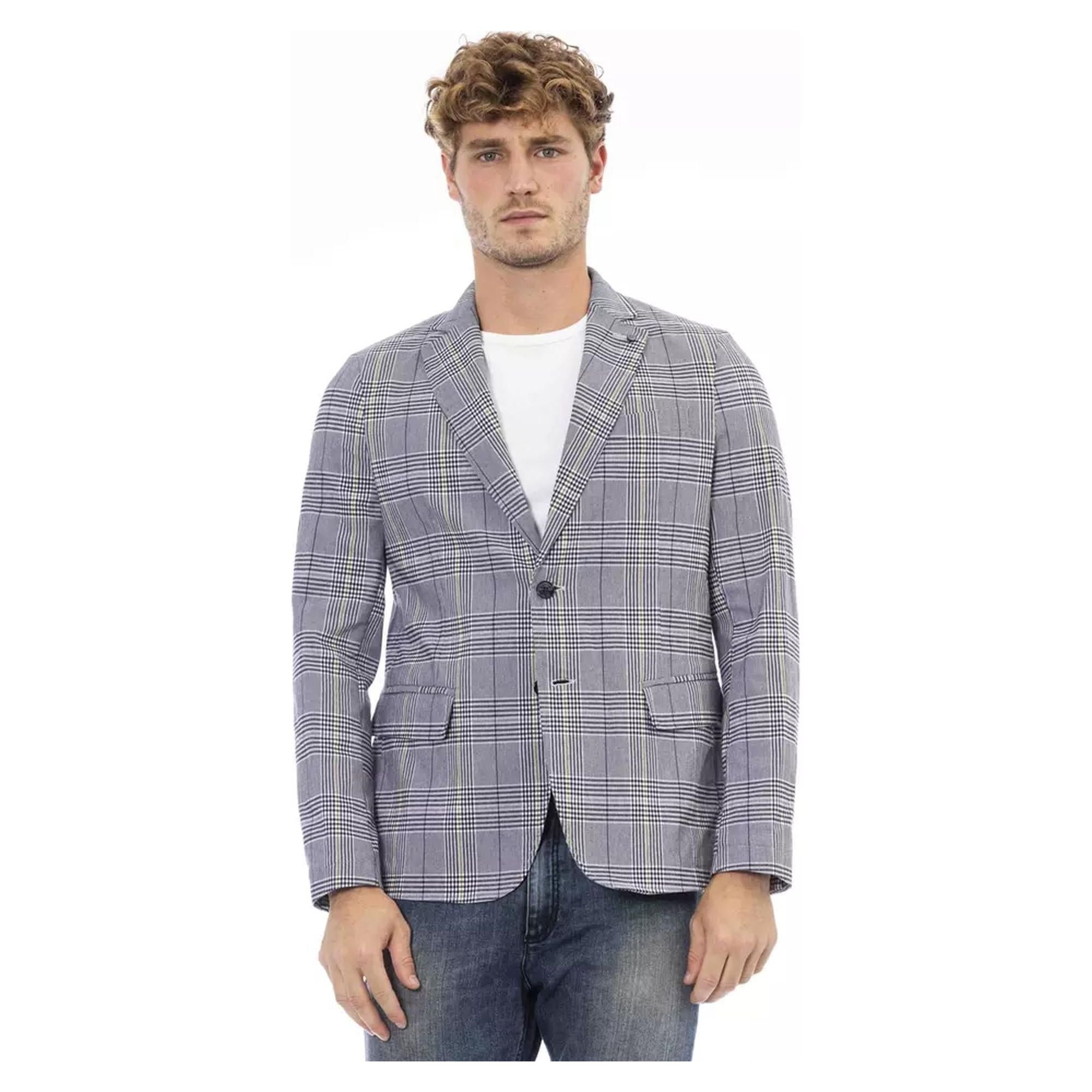 Classic Button Closure Fabric Jacket with Front Pockets 48 IT Men