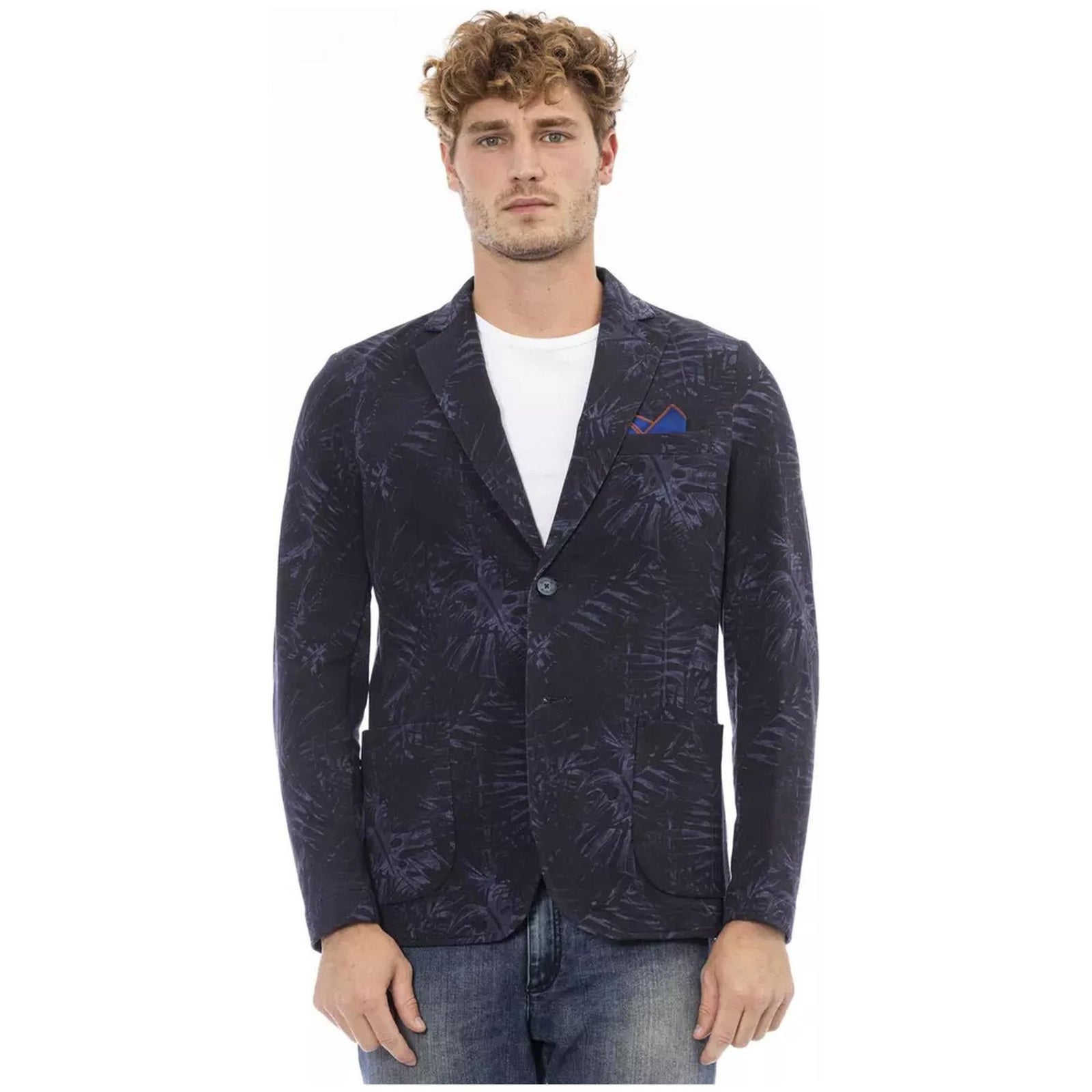 Classic Button Closure Fabric Jacket with Front Pockets 48 IT Men