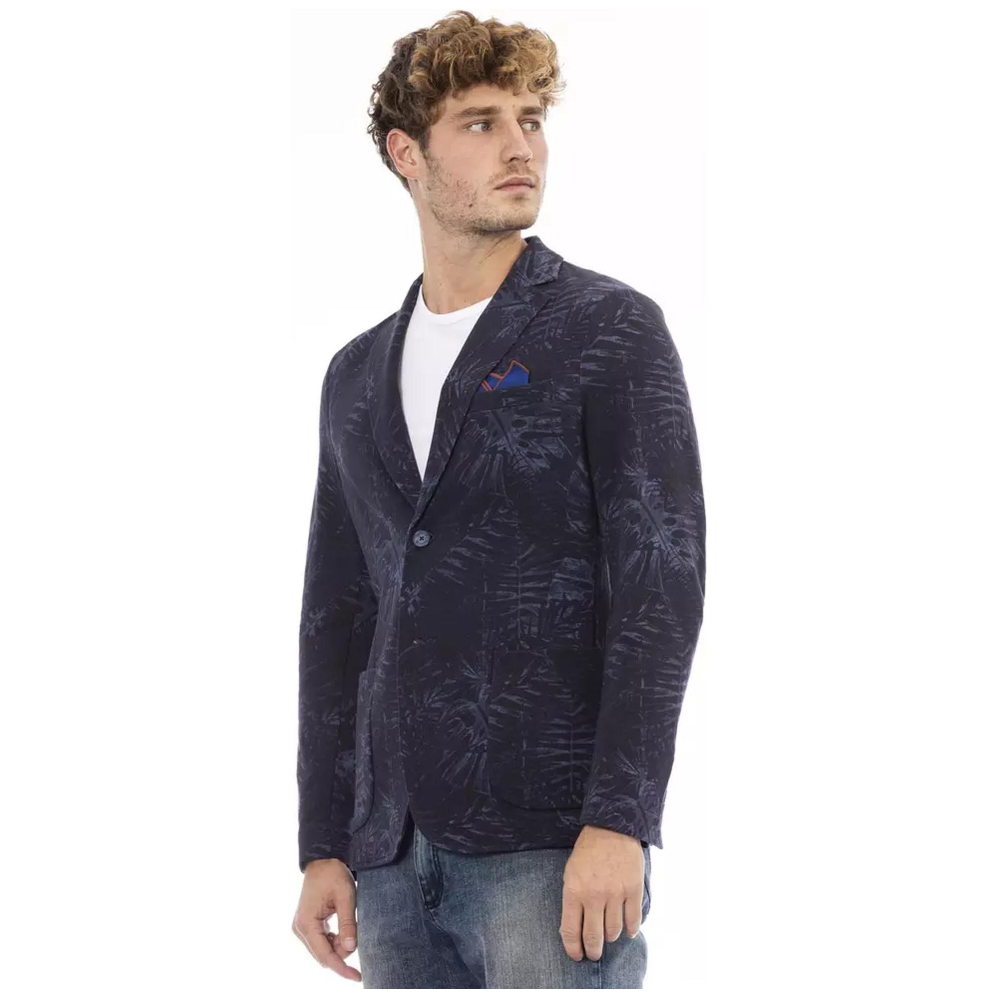 Classic Button Closure Fabric Jacket with Front Pockets 50 IT Men