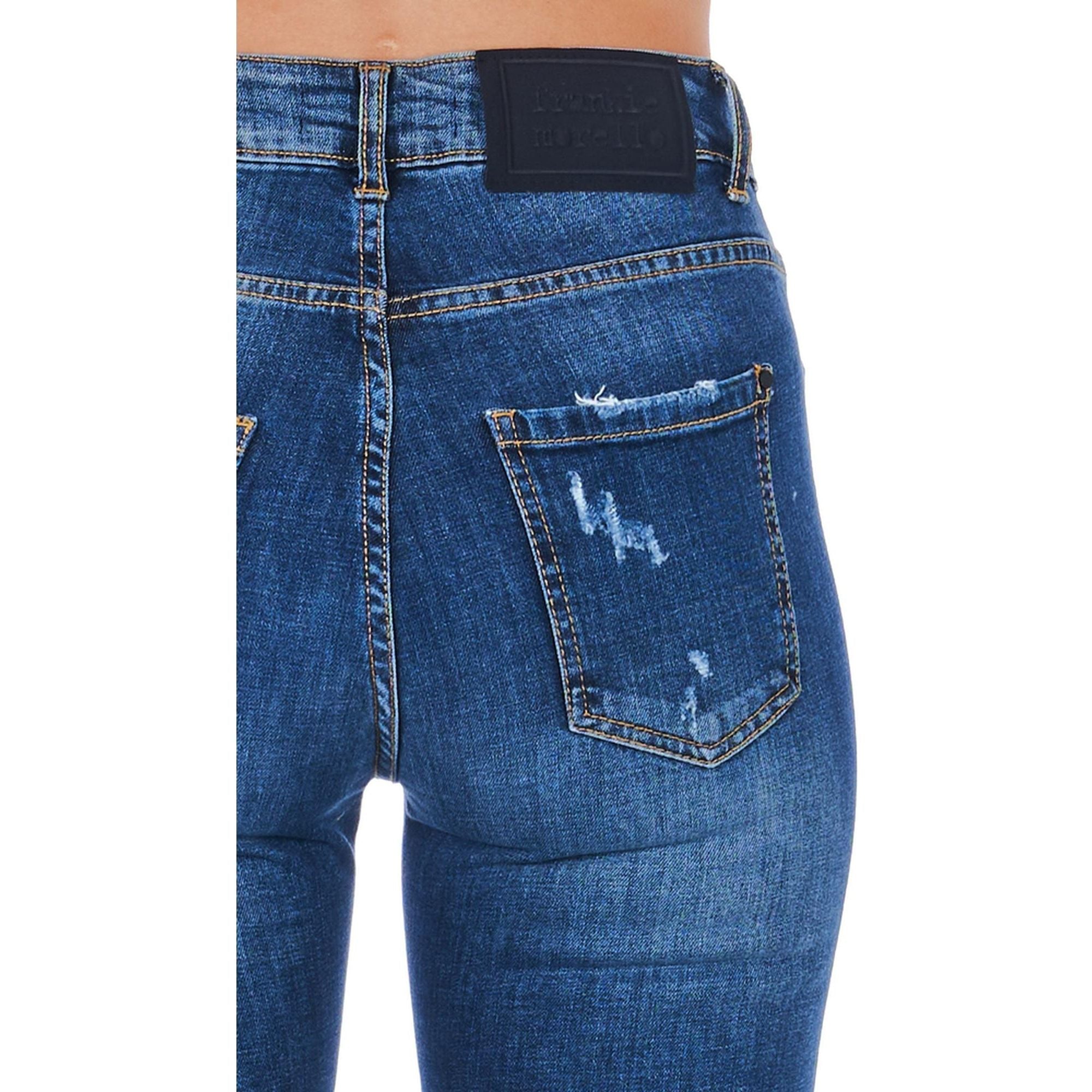 Worn Wash Denim Jeans with Multi-Pockets and Front Closure W27 US Women