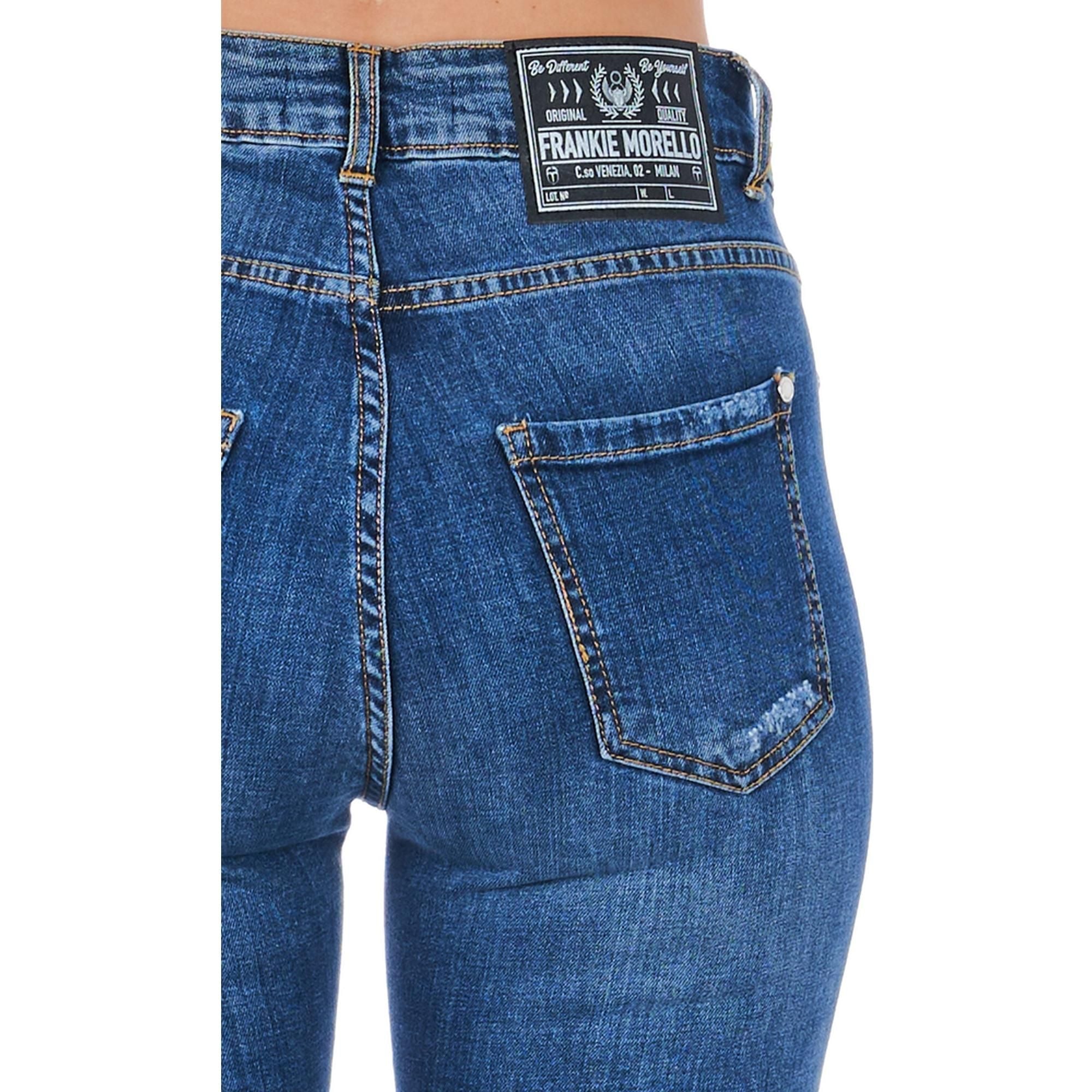 Worn Wash Denim Jeans with Multi-Pockets and Front Closure W30 US Women