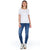 Worn Wash Denim Jeans with Multi-Pockets and Front Closure W30 US Women