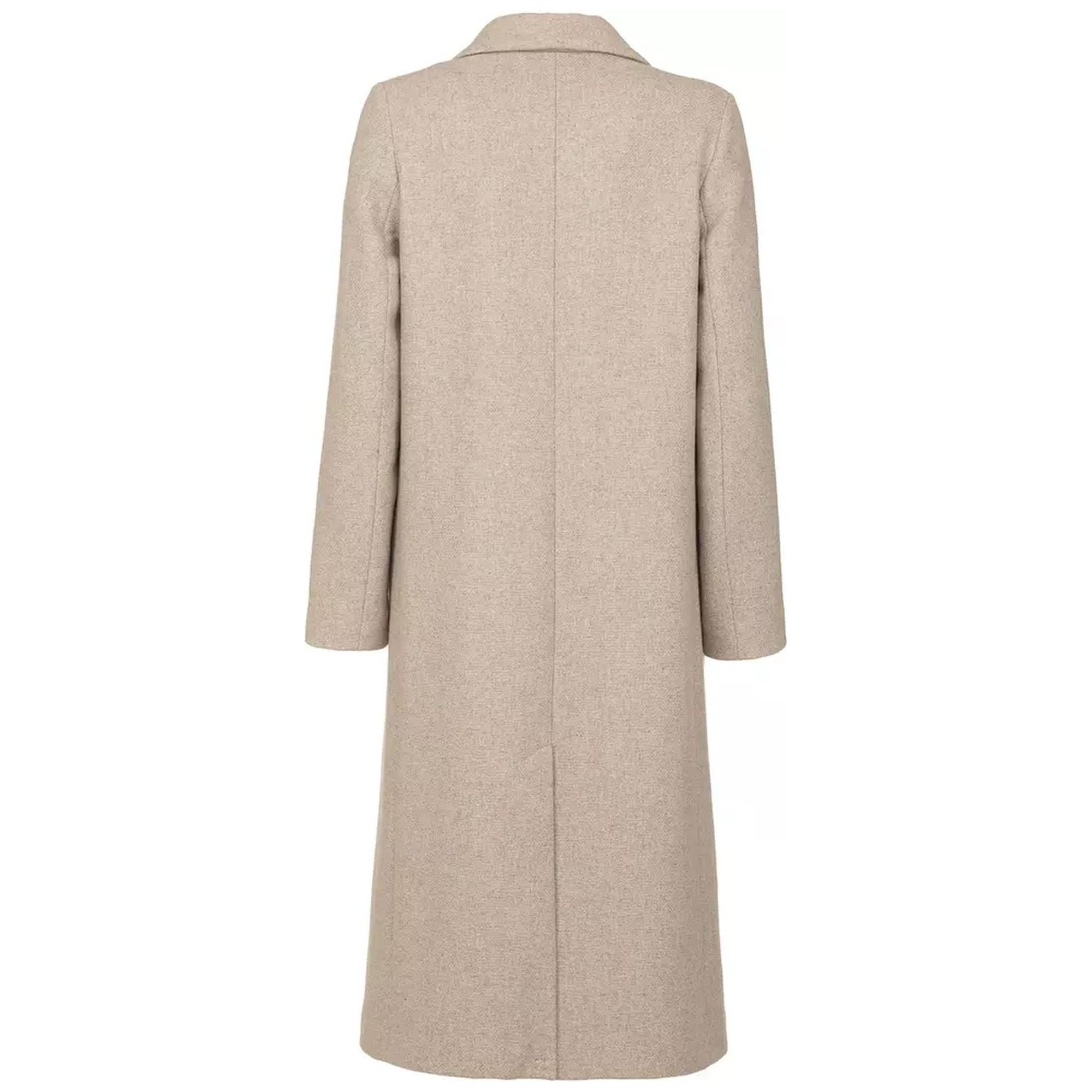 Wool Blend Coat with Front Pockets - Internal Lining L Women