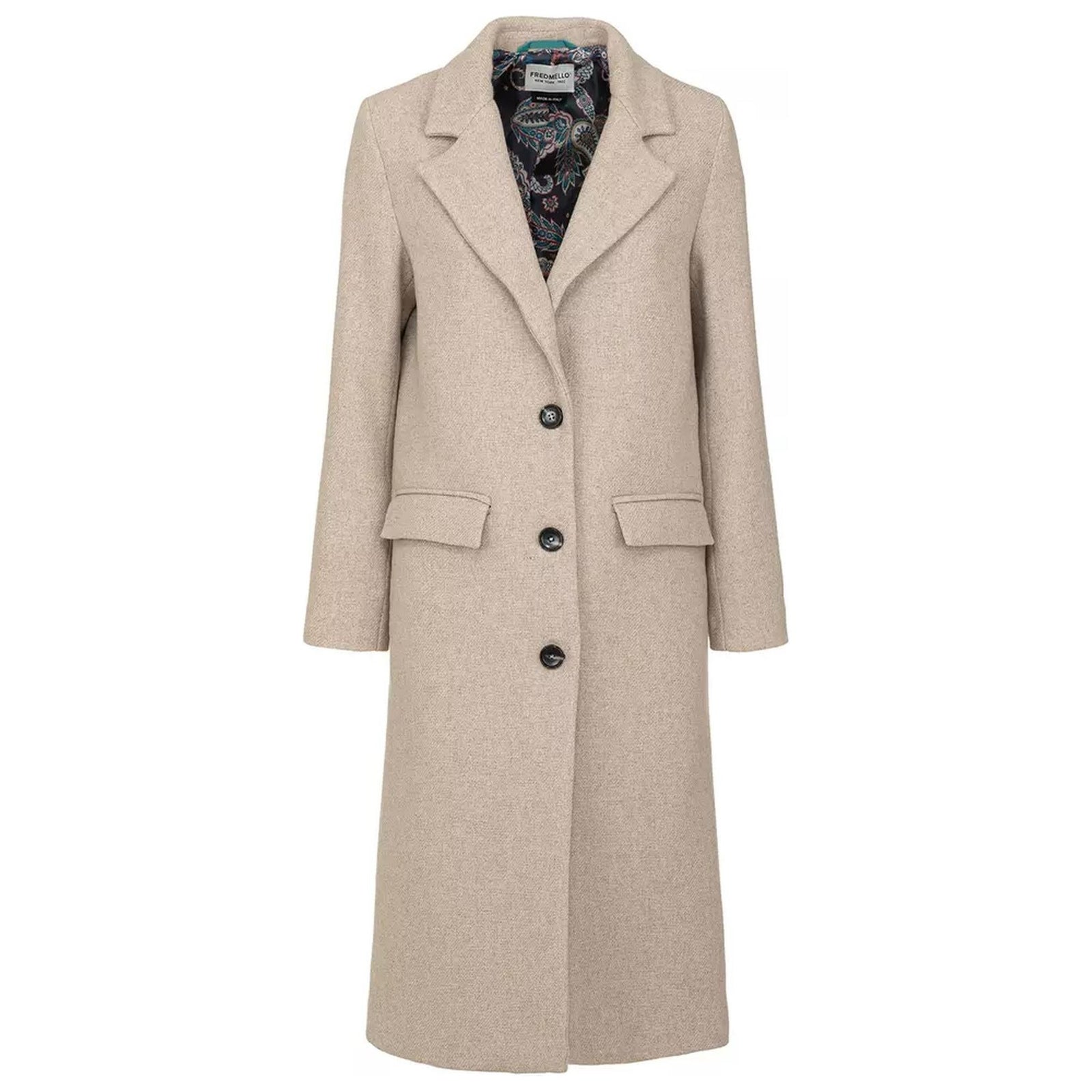 Wool Blend Coat with Front Pockets - Internal Lining 2XL Women