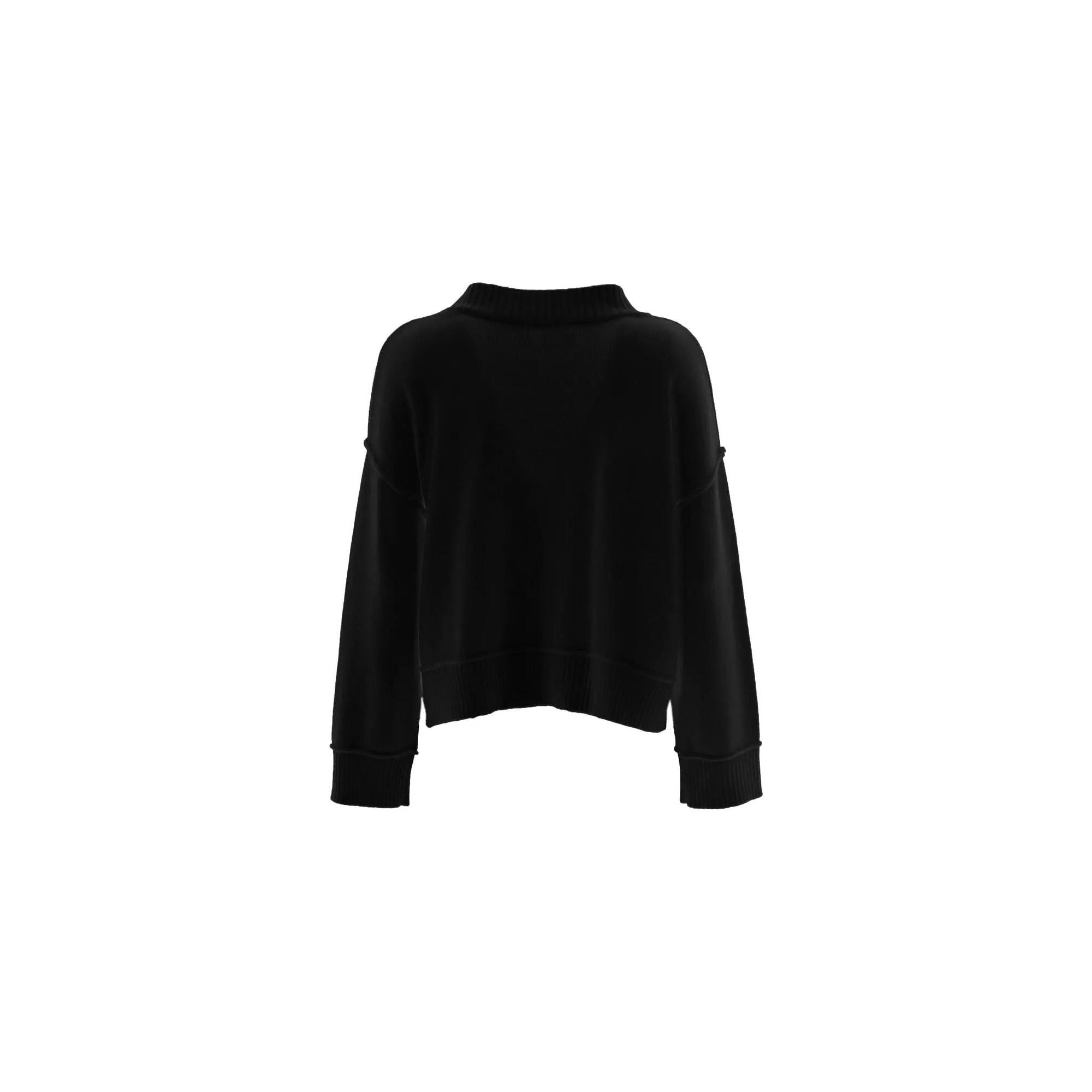 Wool Blend Crew Neck Sweater with Ribbed Details S Women