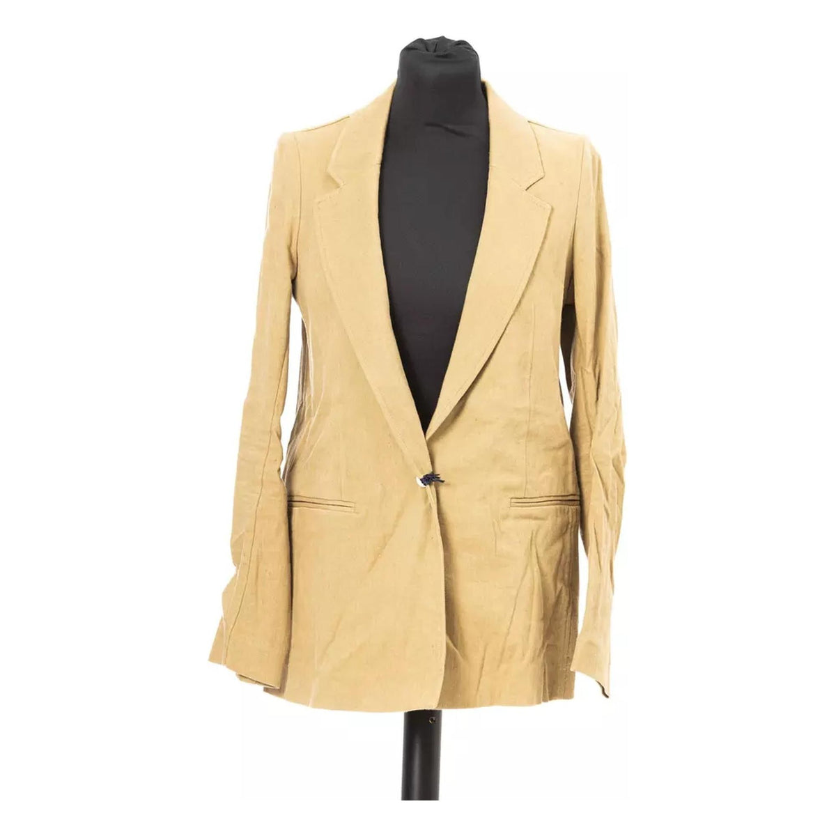 Classic Comfort Cut Fabric Jacket with Front Pockets and One Button Closure 42 IT Women