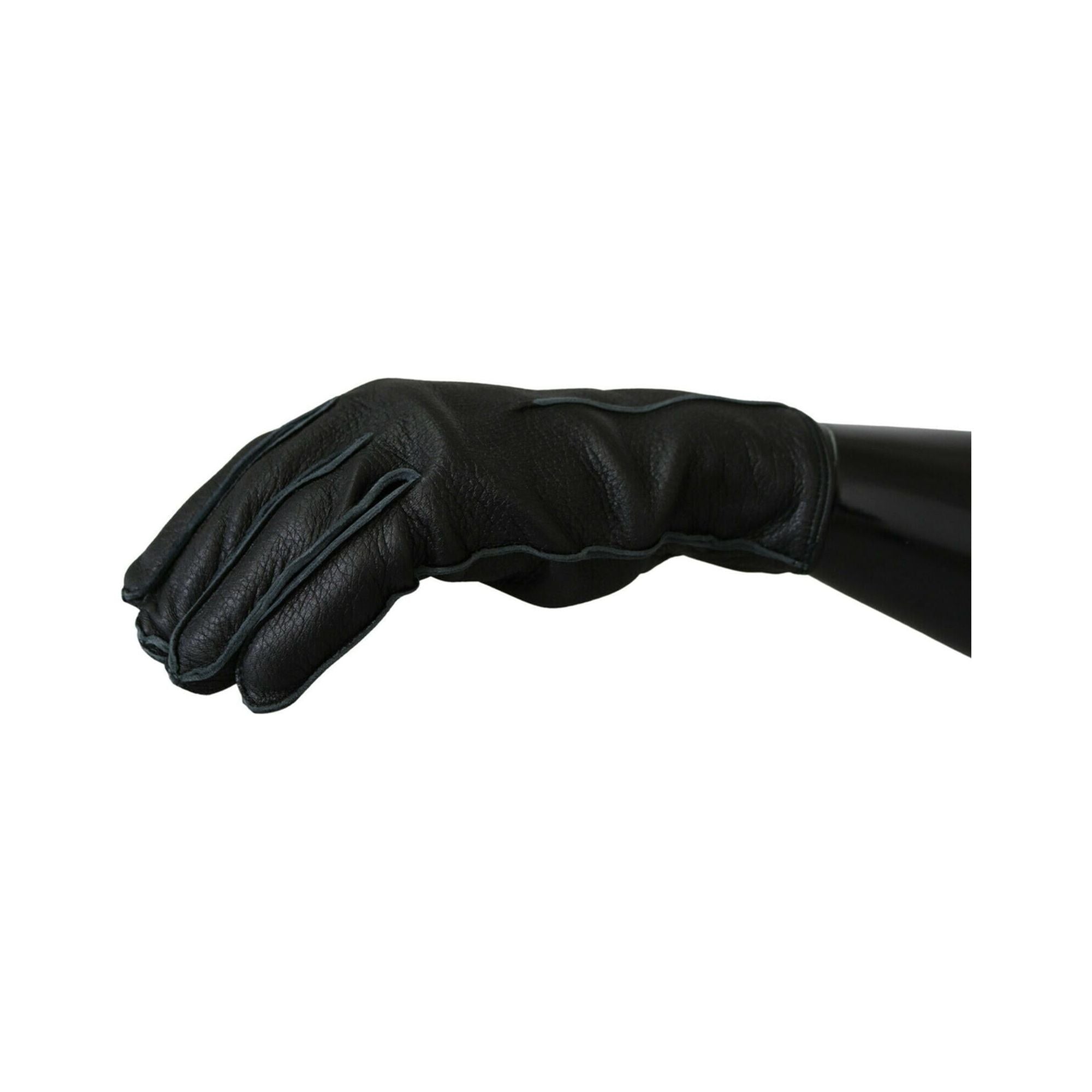 100% Authentic Dolce &amp; Gabbana Black Biker Gloves - Leather 10 Men