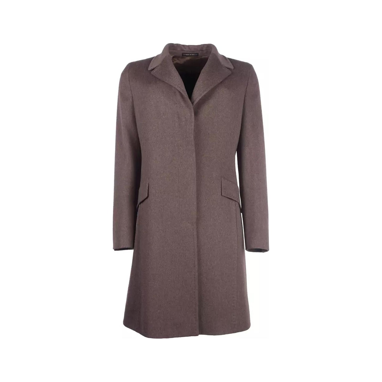 Womens Virgin Wool Coat with Hidden Button Closure and Side Pockets 42 IT Women