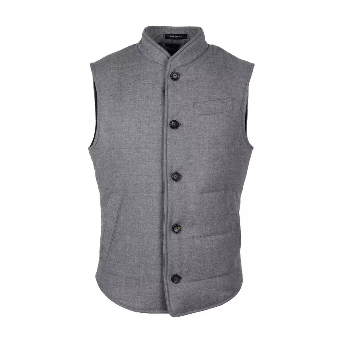 Woven Wool and Cashmere Vest with Button Closure and Multiple Pockets 48 IT Men