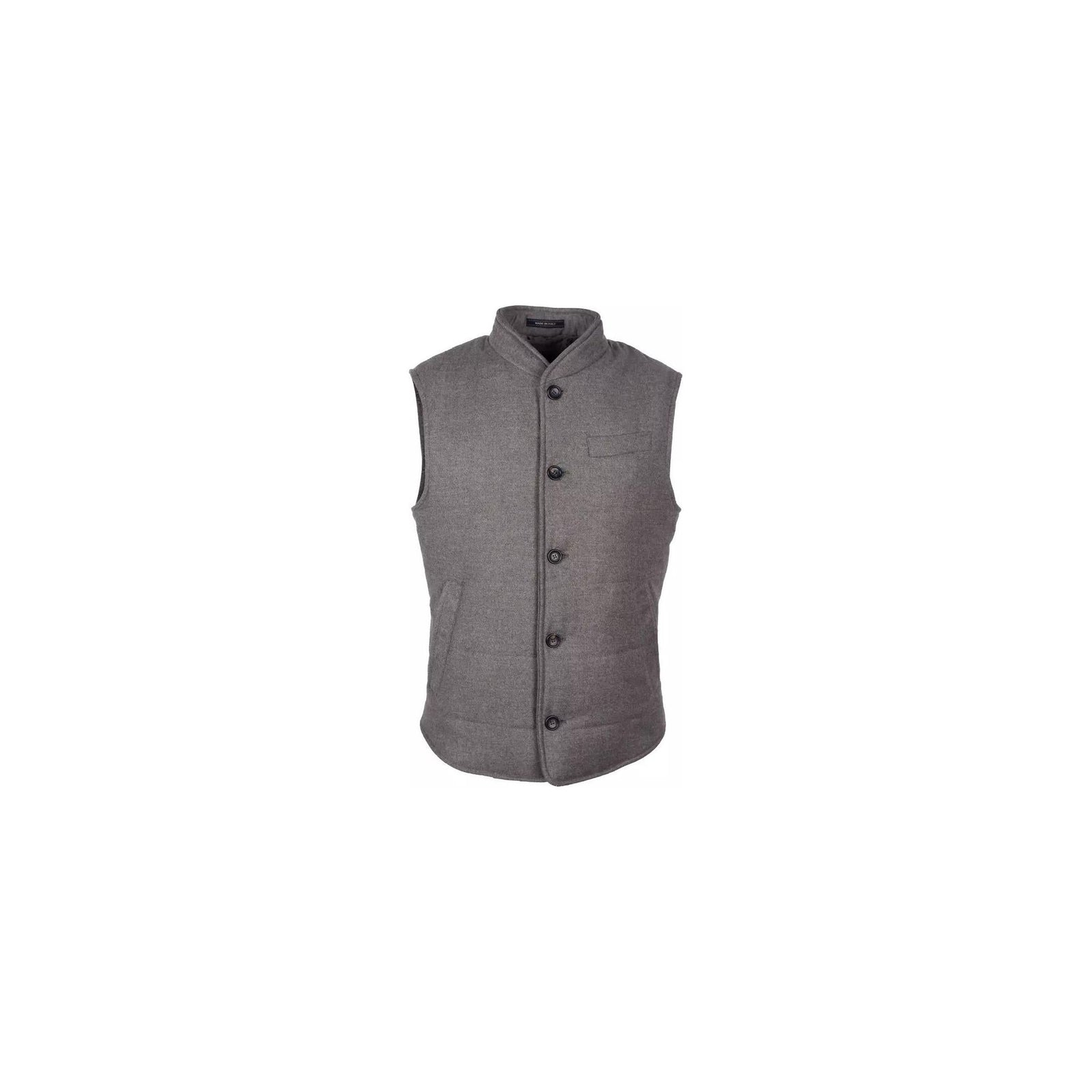 Woven Wool Cashmere Vest with Button Closure and Multiple Pockets 48 IT Men