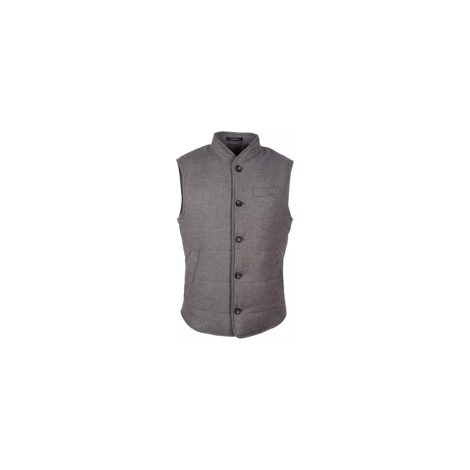 Woven Wool Cashmere Vest with Button Closure and Multiple Pockets 50 IT Men