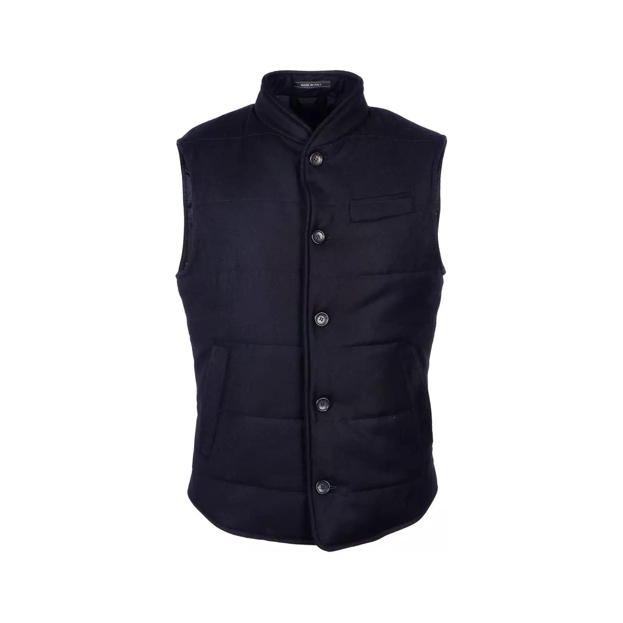 Wool and Cashmere Vest with Button Closure and Multiple Pockets 48 IT Men