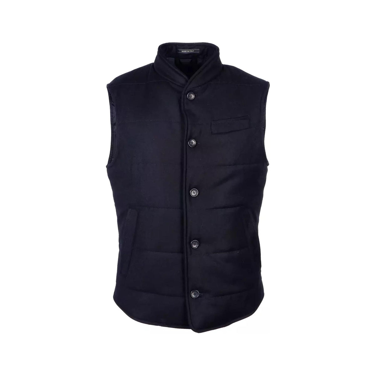 Wool and Cashmere Vest with Button Closure and Multiple Pockets 54 IT Men