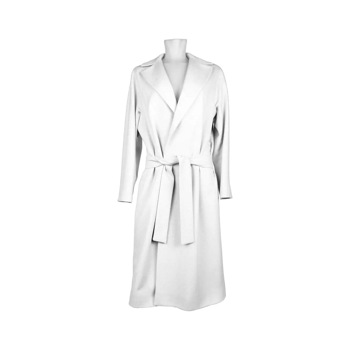 Wool Coat with Raglan Sleeves and Ribbon Belt Closure 40 IT Women