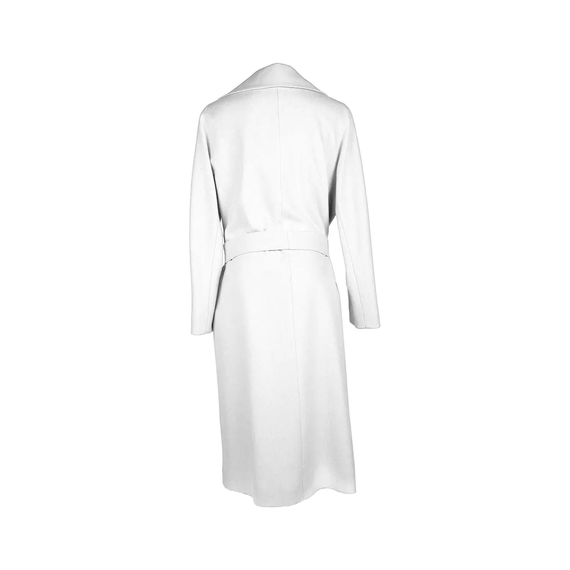 Wool Coat with Raglan Sleeves and Ribbon Belt Closure 40 IT Women