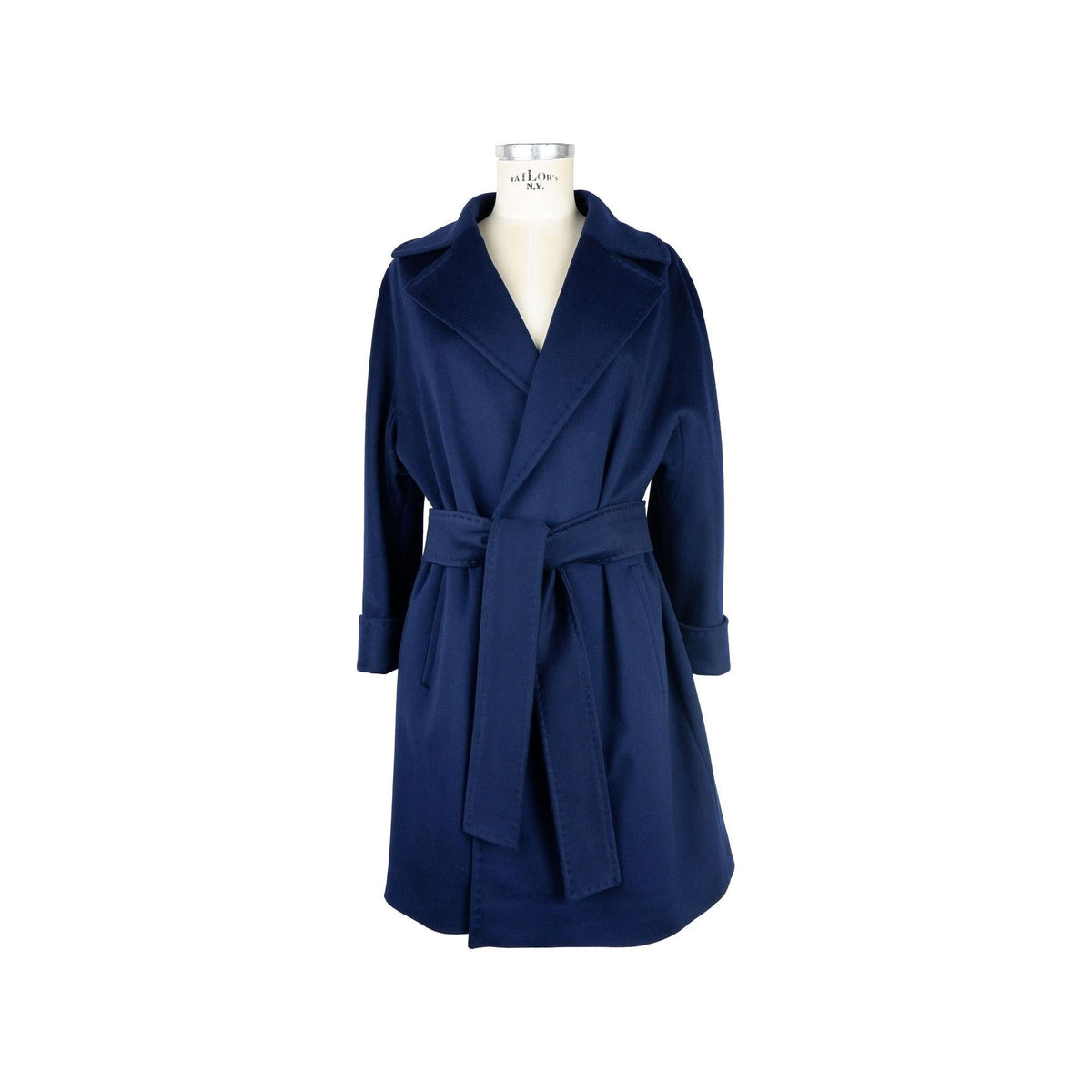 Womens Belted Blue Coat - Made in Italy 42 IT Women