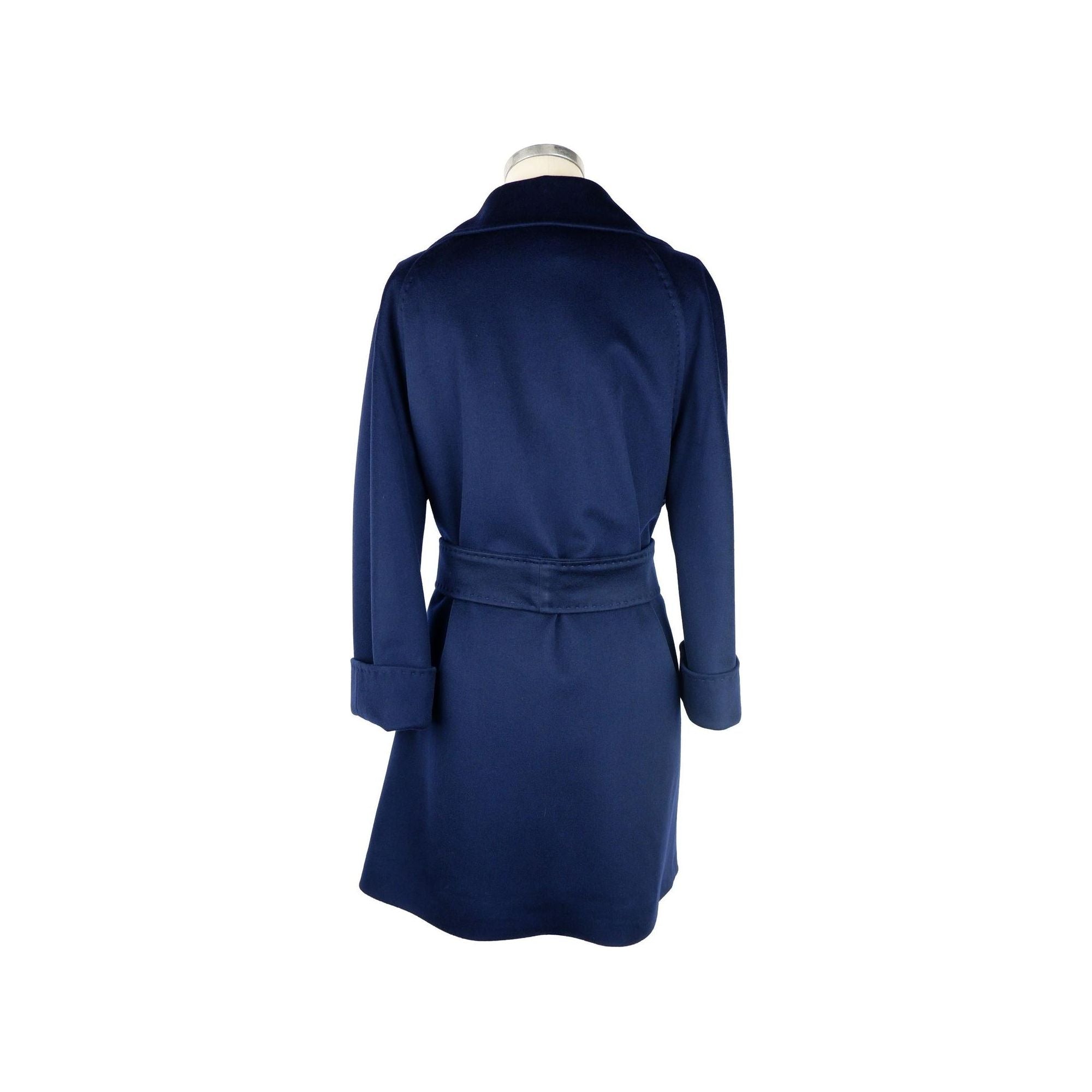 Womens Belted Blue Coat - Made in Italy 42 IT Women