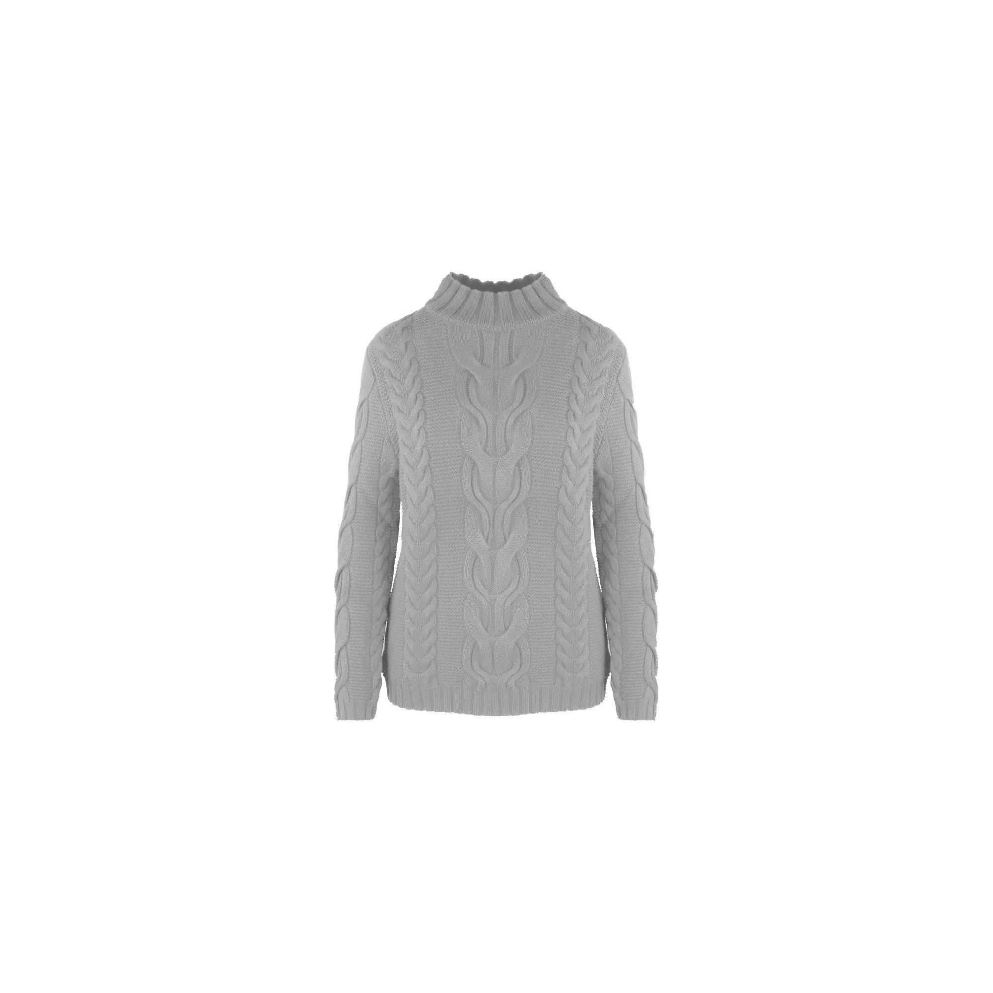 Wool and Cashmere Turtleneck with Braided Patterns M Women