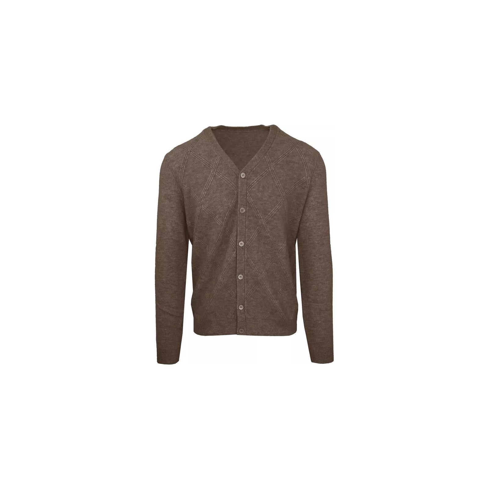 Wool and Cashmere V-Neck Cardigan with Diamond Stitching L Men