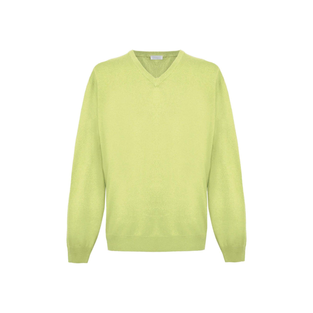 Yellow V-Neck Cashmere Sweatshirt L Men