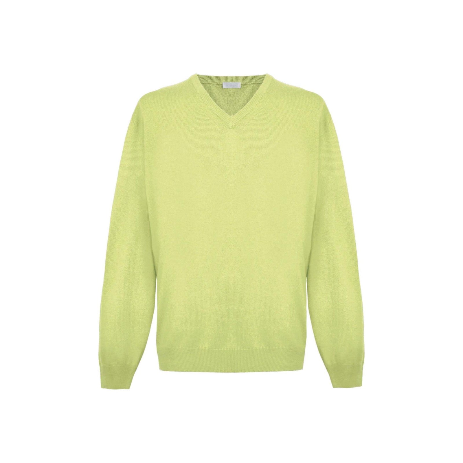 Yellow V-Neck Cashmere Sweatshirt L Men