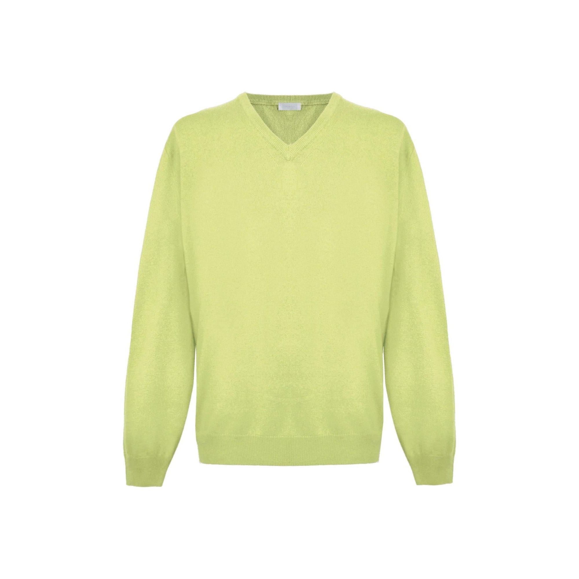 Yellow V-Neck Cashmere Sweatshirt 2XL Men