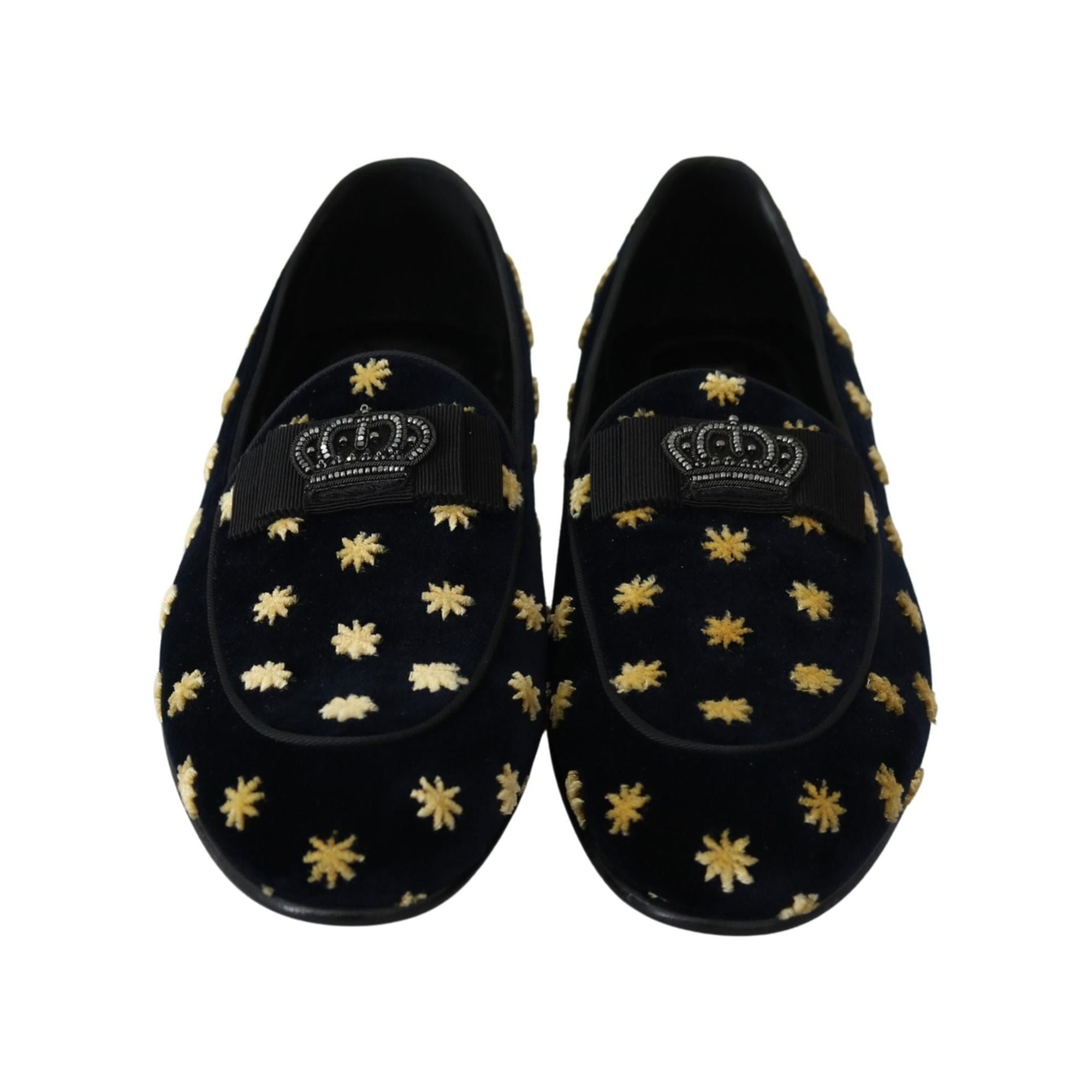 Velvet Loafers with Ricamo Embroidery and Crown Embellishment 39 EU Men