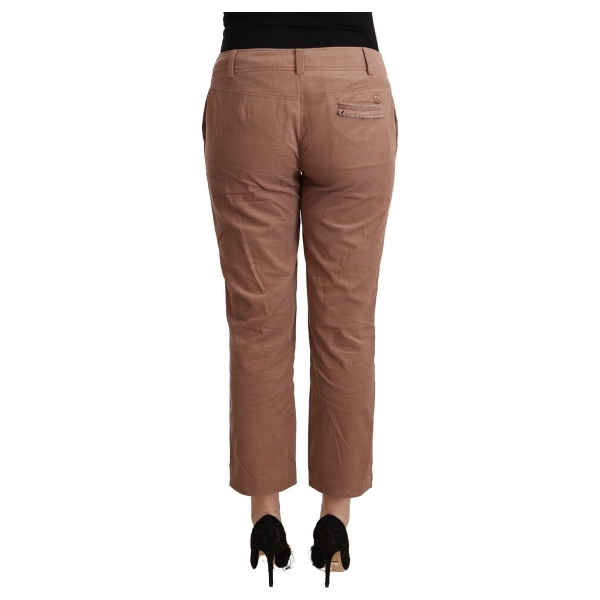 100% Authentic C&#8217;N&#8217;C COSTUME NATIONAL Mid Waist Cotton Tapered Cropped Pants with Logo Details 38 IT Women