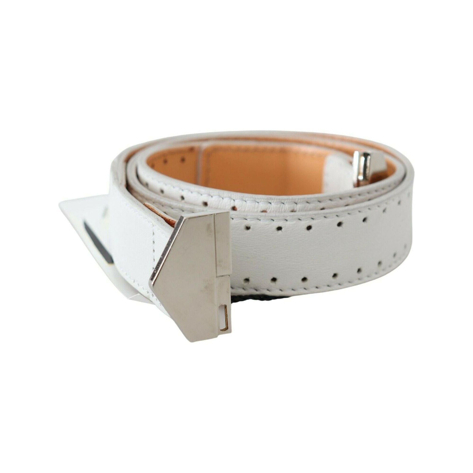 Classic Leather Belt with Silver-tone Hardware - GF Ferre 85 cm Women