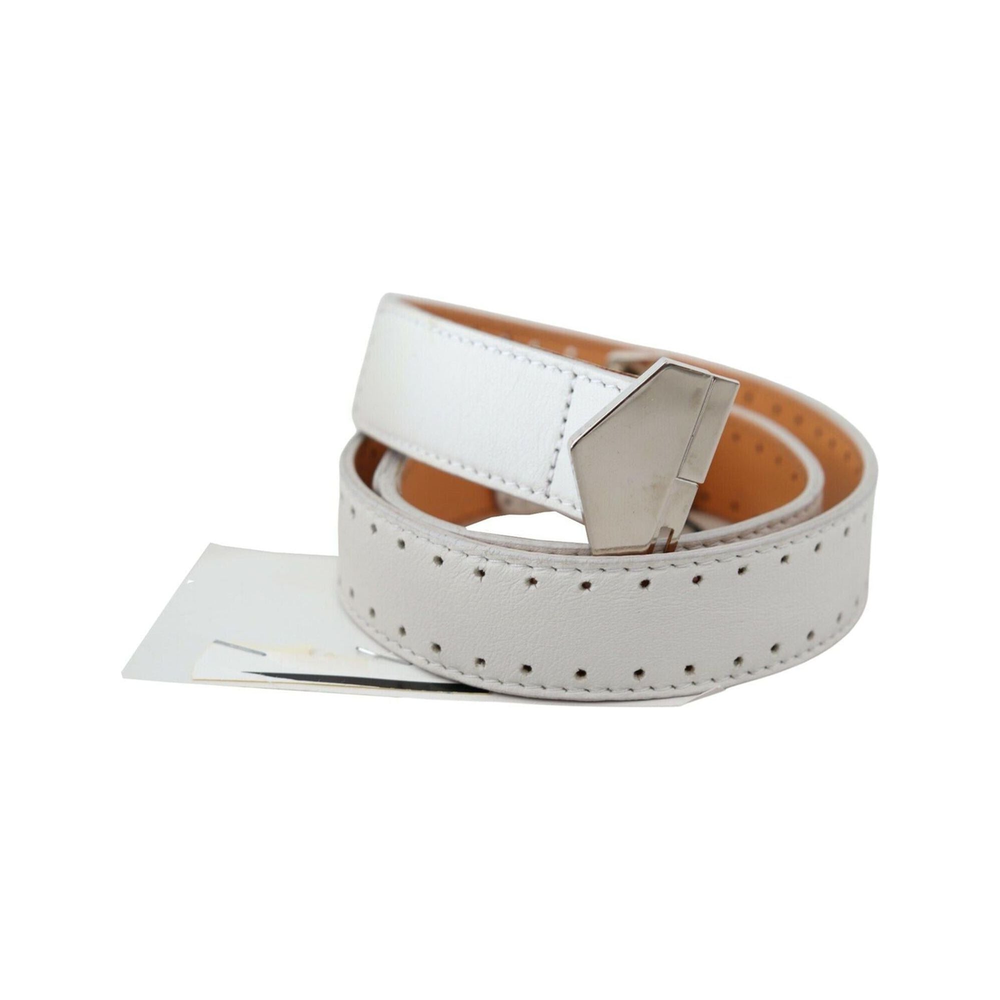 Classic Leather Belt with Silver-tone Hardware - GF Ferre 85 cm Women